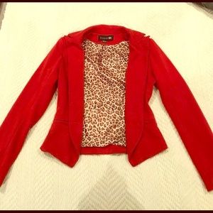 Forever 21 Red and cheetah lined blazer